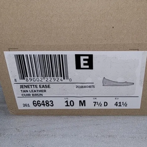 Clark's Jenette Ease Ballet Flats Leather Women's Brown Perforated Flats Size 10