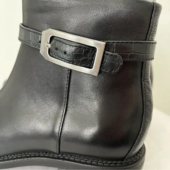 Clarks Maye Grace Leather Ankle Bootie, 7.5 Black Leather New in Box