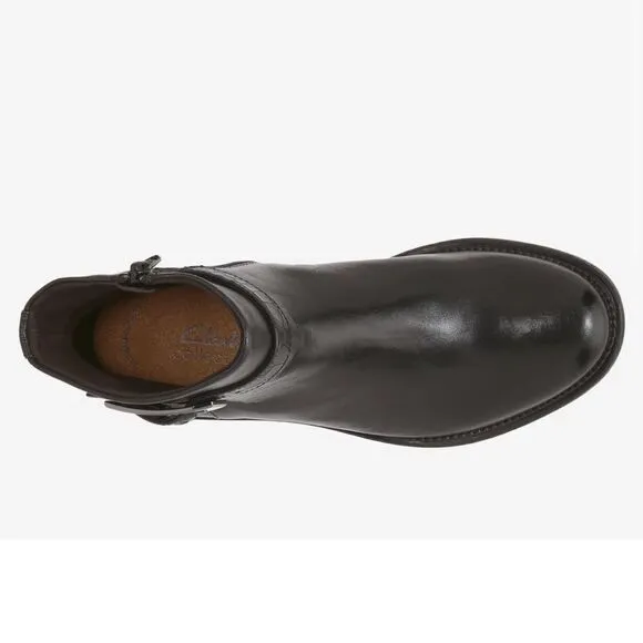Clarks Maye Grace Leather Ankle Bootie, 7.5 Black Leather New in Box