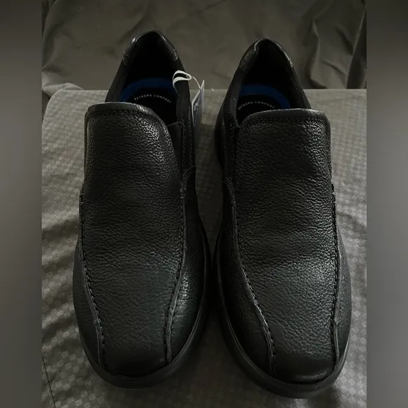 Clarks Men’s Bradley Step Slip On Loafers, Black, Tumble Leather; Size 9.5W