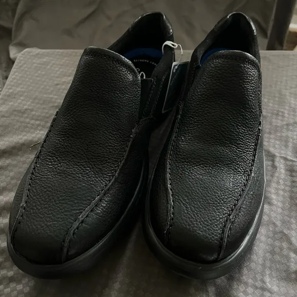 Clarks Men’s Bradley Step Slip On Loafers, Black, Tumble Leather; Size 9.5W