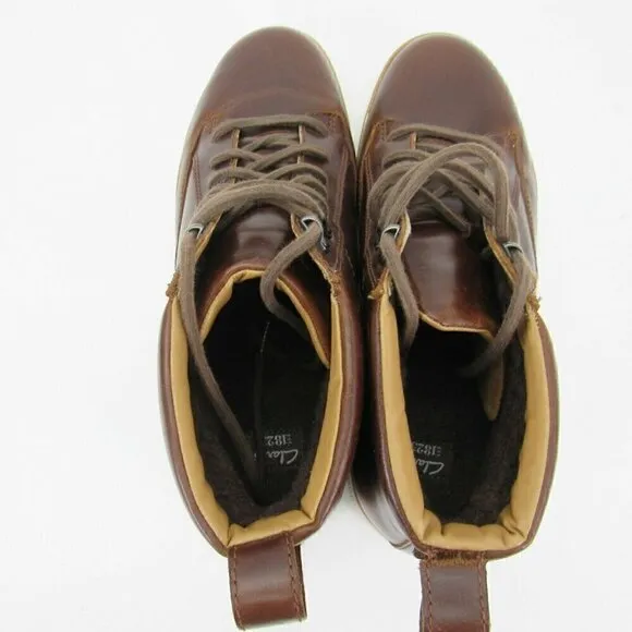Clarks Men’s Brown Leather Chukka Boots 1825 Sz‎ 11.5 Ankle Oxford Sherpa Lined