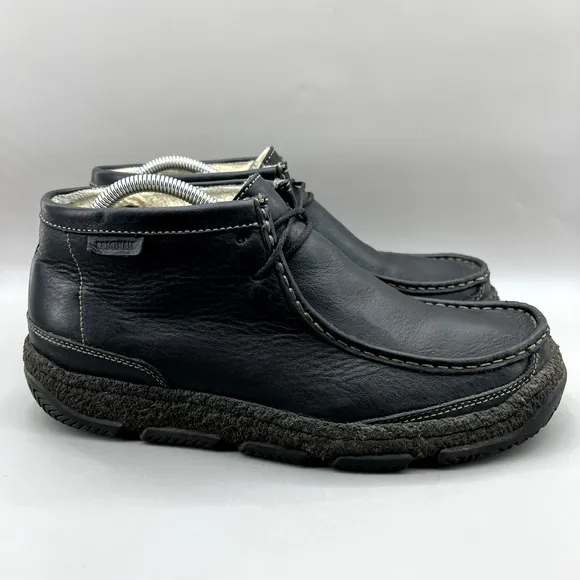 Clarks Originals Wallabee Ankle Boots Men Size 8 M Black Leather Fur Lined Shoes