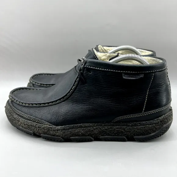 Clarks Originals Wallabee Ankle Boots Men Size 8 M Black Leather Fur Lined Shoes