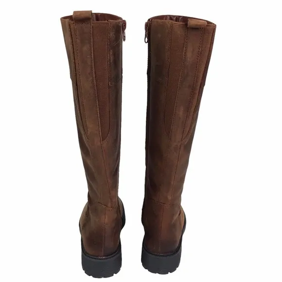 Clarks Orinocco 2 HI, Brown Zip Leather Riding Boots Women's 6B Waterproof