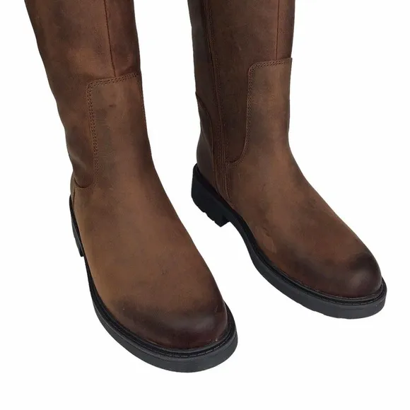 Clarks Orinocco 2 HI, Brown Zip Leather Riding Boots Women's 6B Waterproof