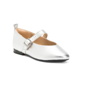 CLARKS Silver Leather Fawna Bar Mary Jane Flats
