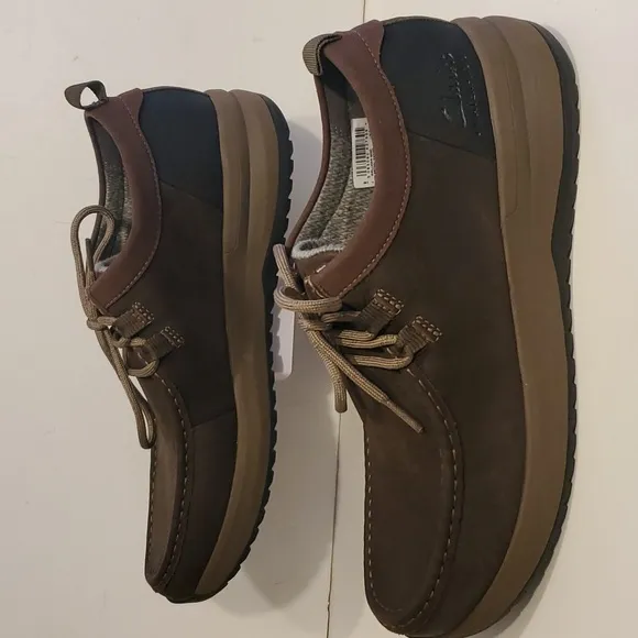 Clarks Wellman Moc Brown Leather Lace-Up Round Toe Loafers Shoes Size 10M NWOT'S