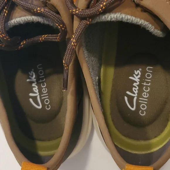 Clarks Wellman Moc Brown Leather Lace-Up Round Toe Loafers Shoes Size 10M