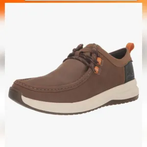 Clarks Wellman Moc Brown Leather Lace-Up Round Toe Loafers Shoes Size 10M