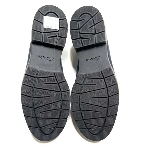 Clarks Westlynn Bella Navy Suede Womens Leather Lug Sole Loafers Size 11 New!