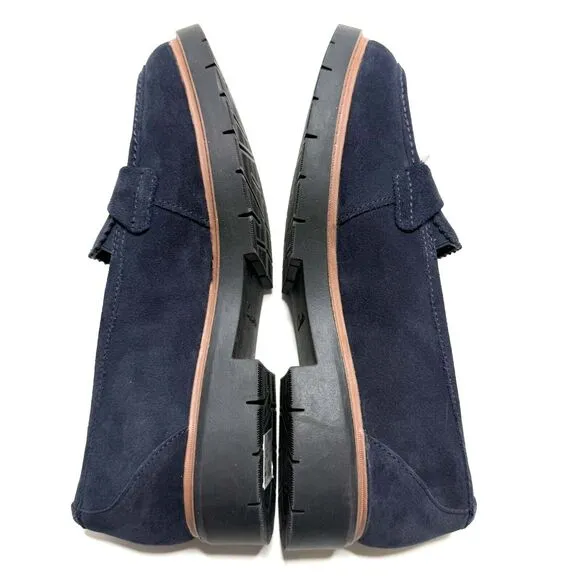 Clarks Westlynn Bella Navy Suede Womens Leather Lug Sole Loafers Size 11 New!