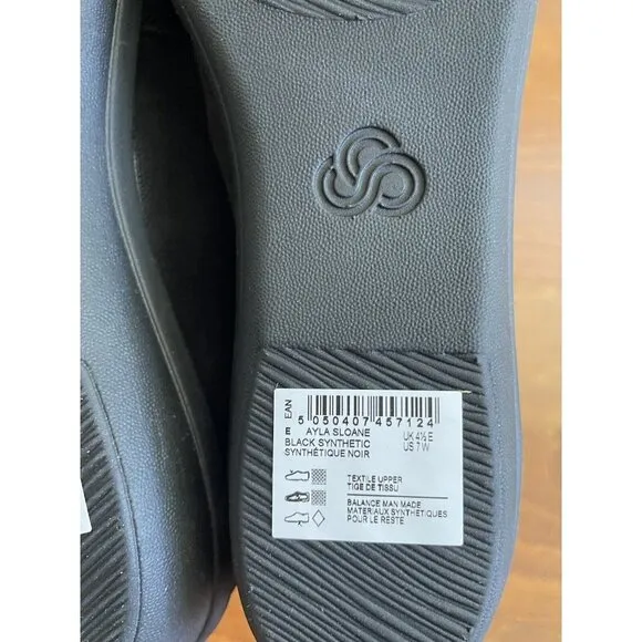 Clarks Womens Ayla Sloane Black Cloudsteppers Slip On Comfort Flats NEW size 7 W