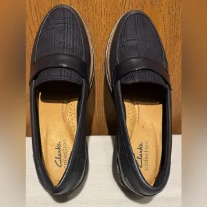 Clarks Women's Sharon Gracie Slip-On Loafer Flats Suede Navy