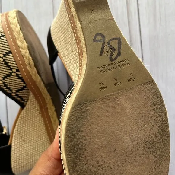 Clee 6 Black Tan Raffia Wedge Espadrilles