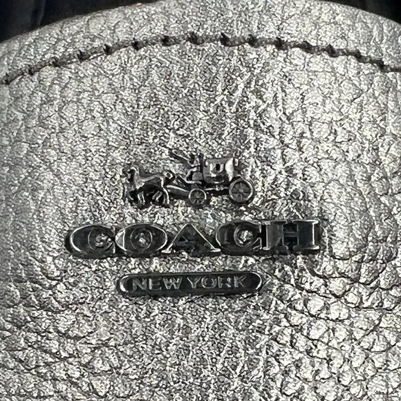 COACH AMBER METALLIC TUMBLED LOAFERS, UPPER LEATHER, GUNMETAL COLOR, SIZE 5.5 M