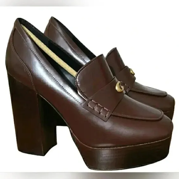 Coach Brown Leather 10 Platform Pump