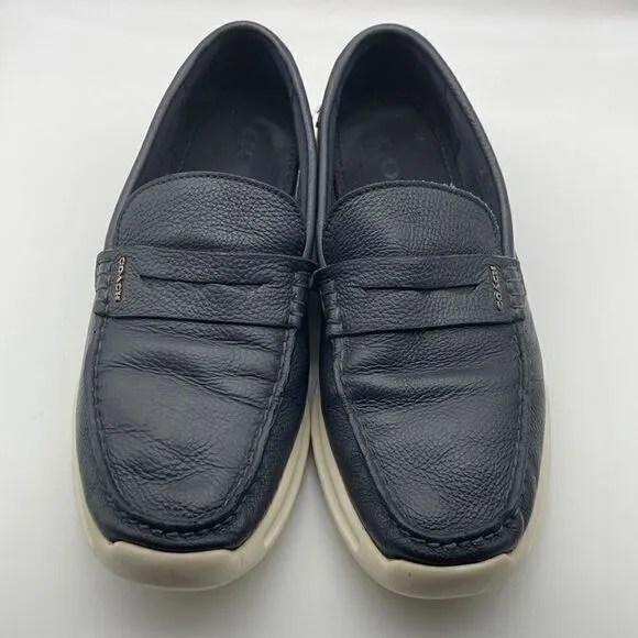 Coach FG 3513 Navy Blue Leather Men’s Loafers Size 10,5D