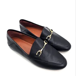 Coach Haley Black Leather Loafers with Gold Accent Size 5.5