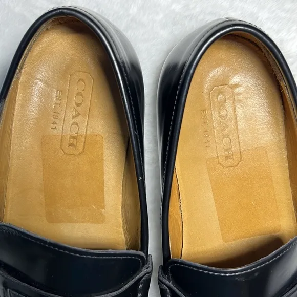 COACH Joseph Black Patent Leather Loafer Square Toe Dressy Italy Preppy Classy 9