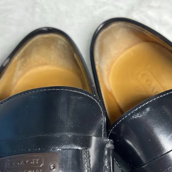 COACH Joseph Black Patent Leather Loafer Square Toe Dressy Italy Preppy Classy 9