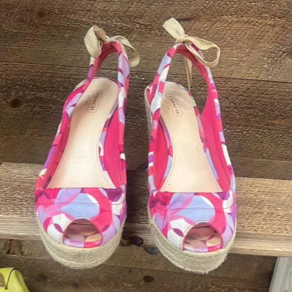 COACH Maritza Espadrille Platform Sandal Wedges Size 8