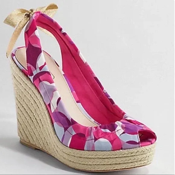 COACH Maritza Espadrille Platform Sandal Wedges Size 8