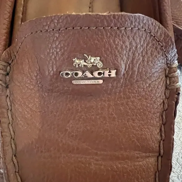 COACH Marley Leather Logo Slip-on Drivers Flats Loafers, Size 7.5,