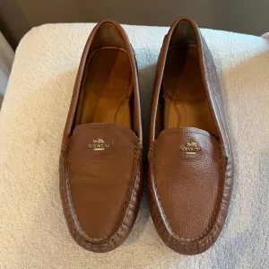 COACH Marley Leather Logo Slip-on Drivers Flats Loafers, Size 7.5,