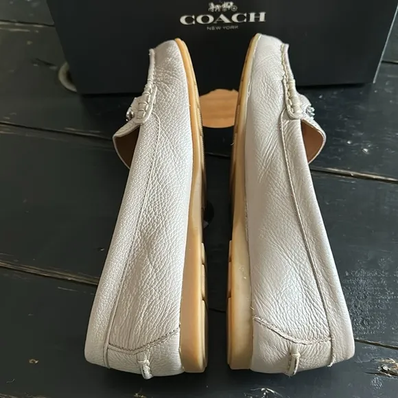 COACH Olive Pebble Grain Leather Loafer - Grey Birch