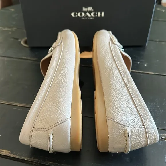 COACH Olive Pebble Grain Leather Loafer - Grey Birch