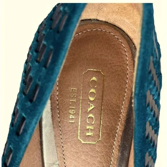 Coach Pointed Toe Woven Suede/Leather Ballet Flats Excellent Condition Size 6.5