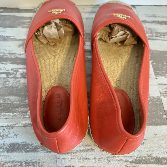 Coach Rhodelle Women's Size 9.5 B Lambskin Espadrilles Black Flats Slip On Shoes
