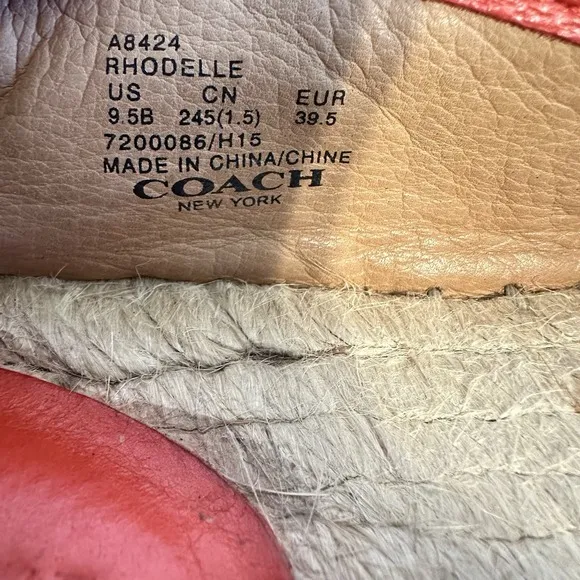 Coach Rhodelle Women's Size 9.5 B Lambskin Espadrilles Black Flats Slip On Shoes