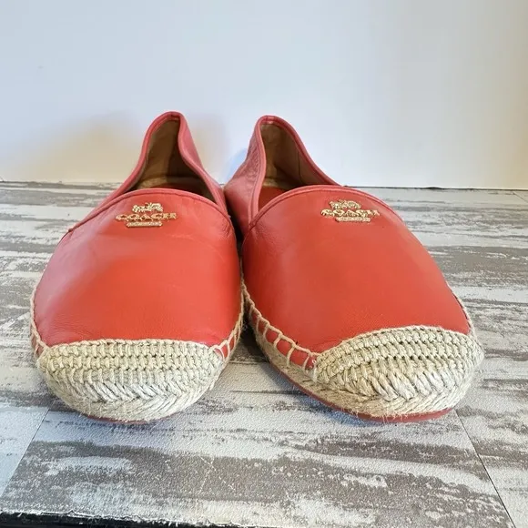 Coach Rhodelle Women's Size 9.5 B Lambskin Espadrilles Black Flats Slip On Shoes