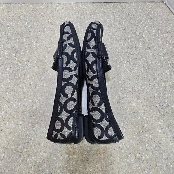 Coach Sid Signature C Black Jacquard Leather Loafer Driving Moccasins Sz 7.5
