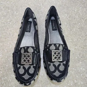 Coach Sid Signature C Black Jacquard Leather Loafer Driving Moccasins Sz 7.5