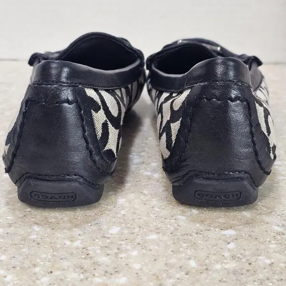 Coach Sid Signature C Black Jacquard Leather Loafer Driving Moccasins Sz 7.5