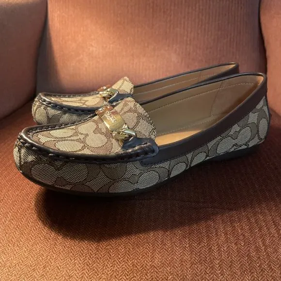Coach Signature C Logo Loafers Brown Flats Slip-On Women’s Size 7.5