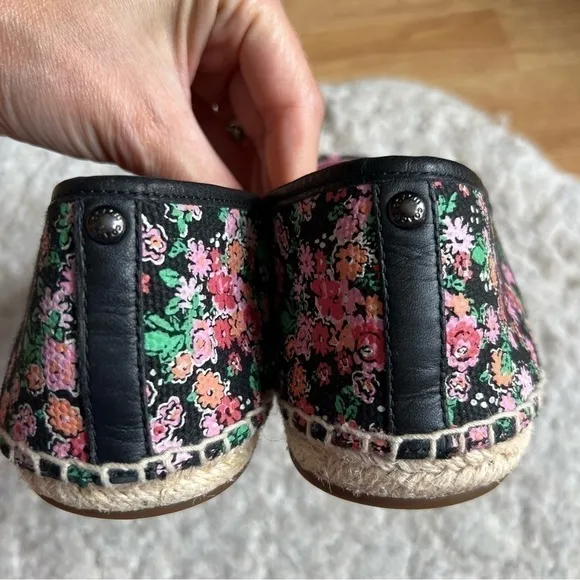 Coach: Slip On Black, Orange, Pink, White Green Floral Print Espadrilles Size 9B