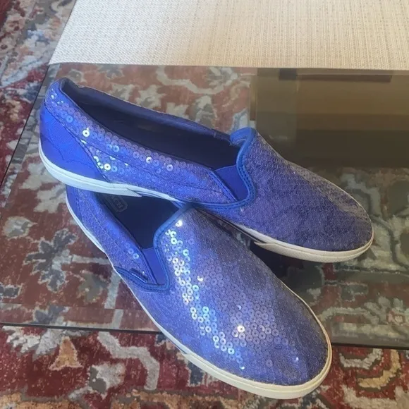 😍🙏🏼”Coach”. sneakers  👟 Blue Sequin Slip On Sneakers