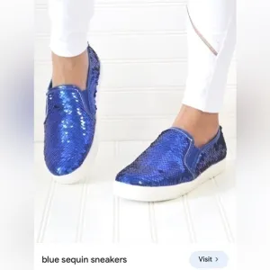 😍🙏🏼”Coach”. sneakers  👟 Blue Sequin Slip On Sneakers