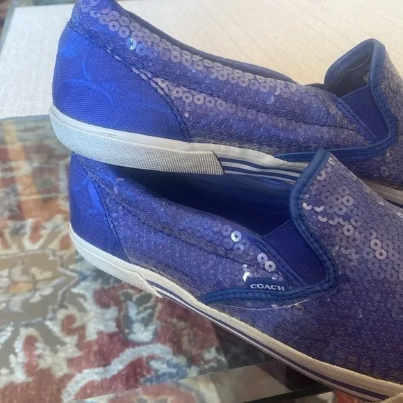 😍🙏🏼”Coach”. sneakers  👟 Blue Sequin Slip On Sneakers
