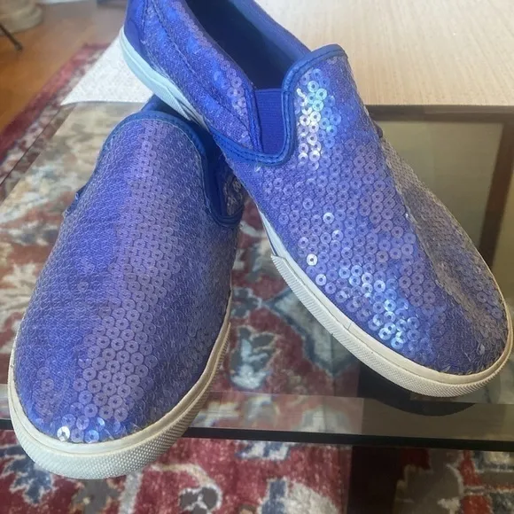 😍🙏🏼”Coach”. sneakers  👟 Blue Sequin Slip On Sneakers