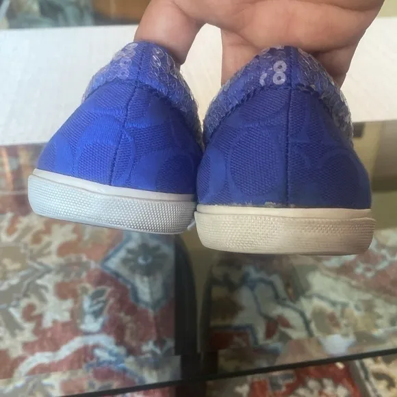 😍🙏🏼”Coach”. sneakers  👟 Blue Sequin Slip On Sneakers