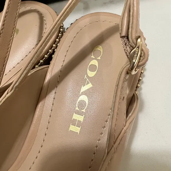 Coach Tan Leather Flats with Whipstitching