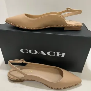 Coach Tan Leather Flats with Whipstitching