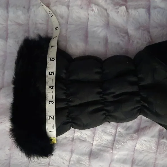 Coach Theona Black Rabbit Fur Lined Puffer Canvas Knee High Zipper Boots Size 6B