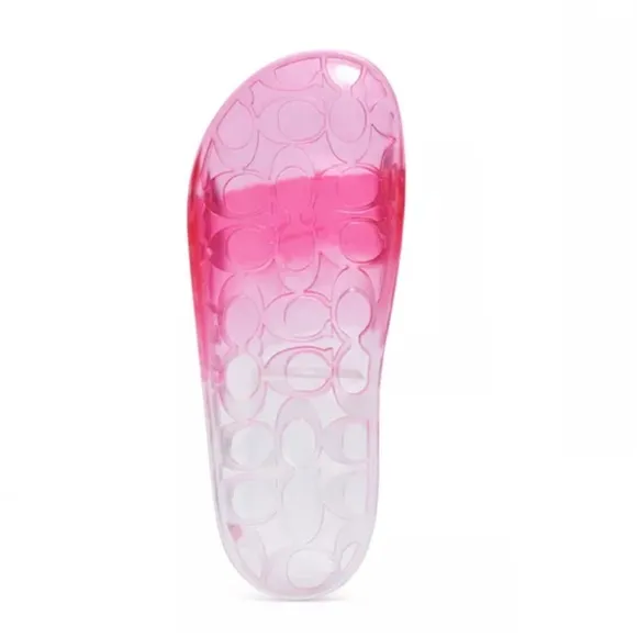 COACH Ulyssa Slides Slip Ons Beach Pool Sandals Embossed Logo Rubber