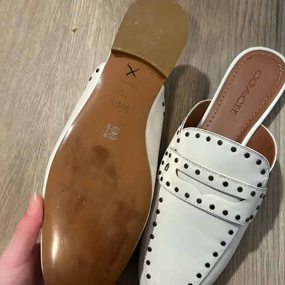 Coach White Studded Faye Women's Loafers